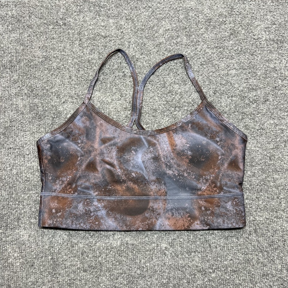 Fabletics Sports Bra Womens Medium Brown Tie Dye Racerback Pullover Yoga Gym